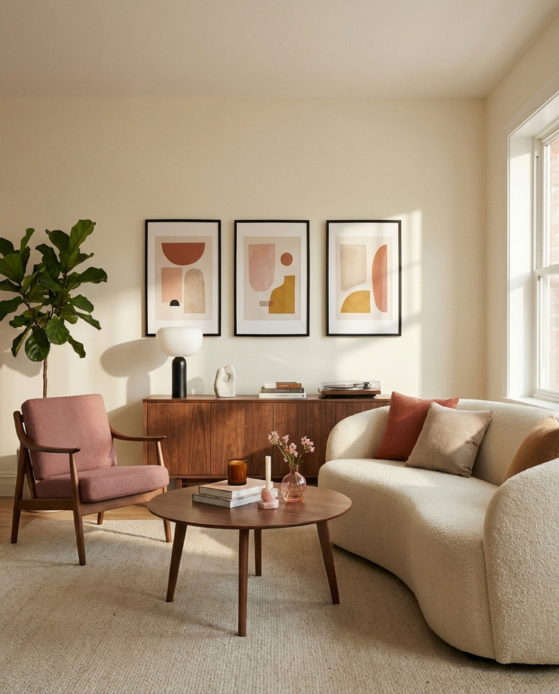 Before — Deep Walnut - Beige felt - Living room