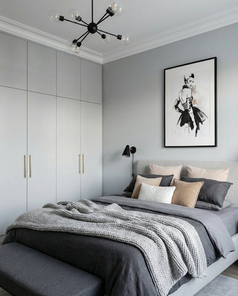 Before — Grey Oak - Black Felt - Bedroom