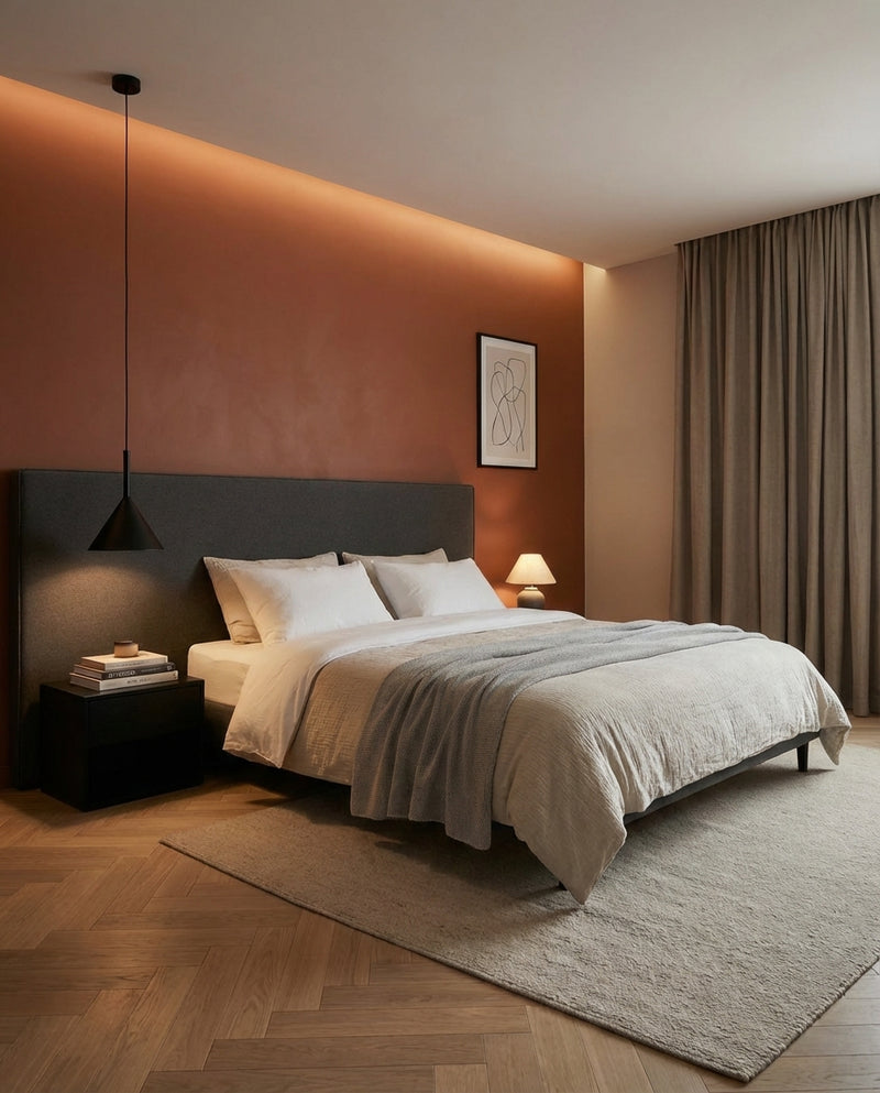 Before — Walnut - Beige Felt - Bedroom