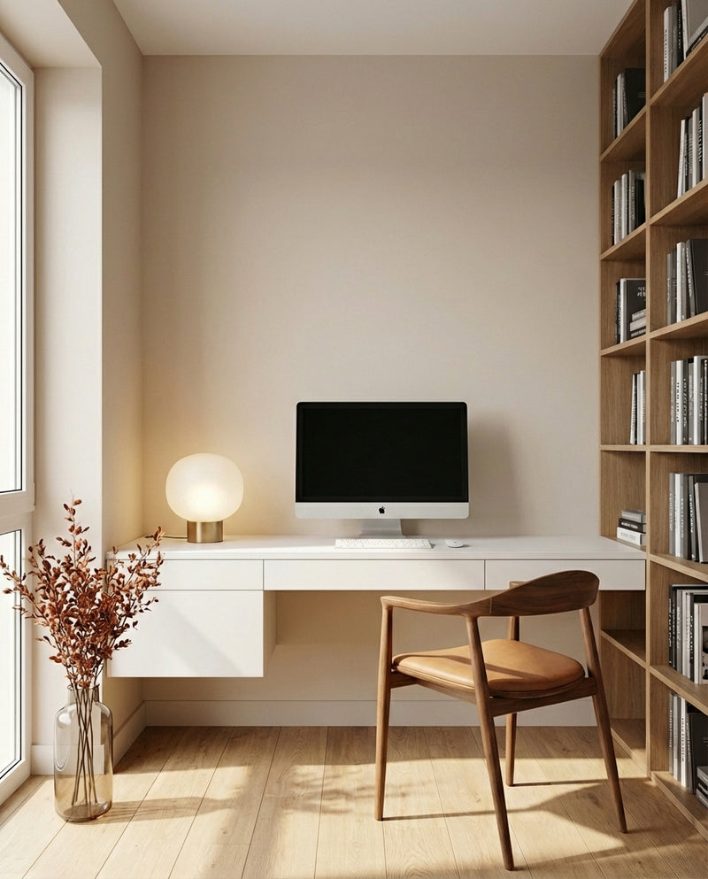 Before — Deep Walnut - Beige Felt - Office