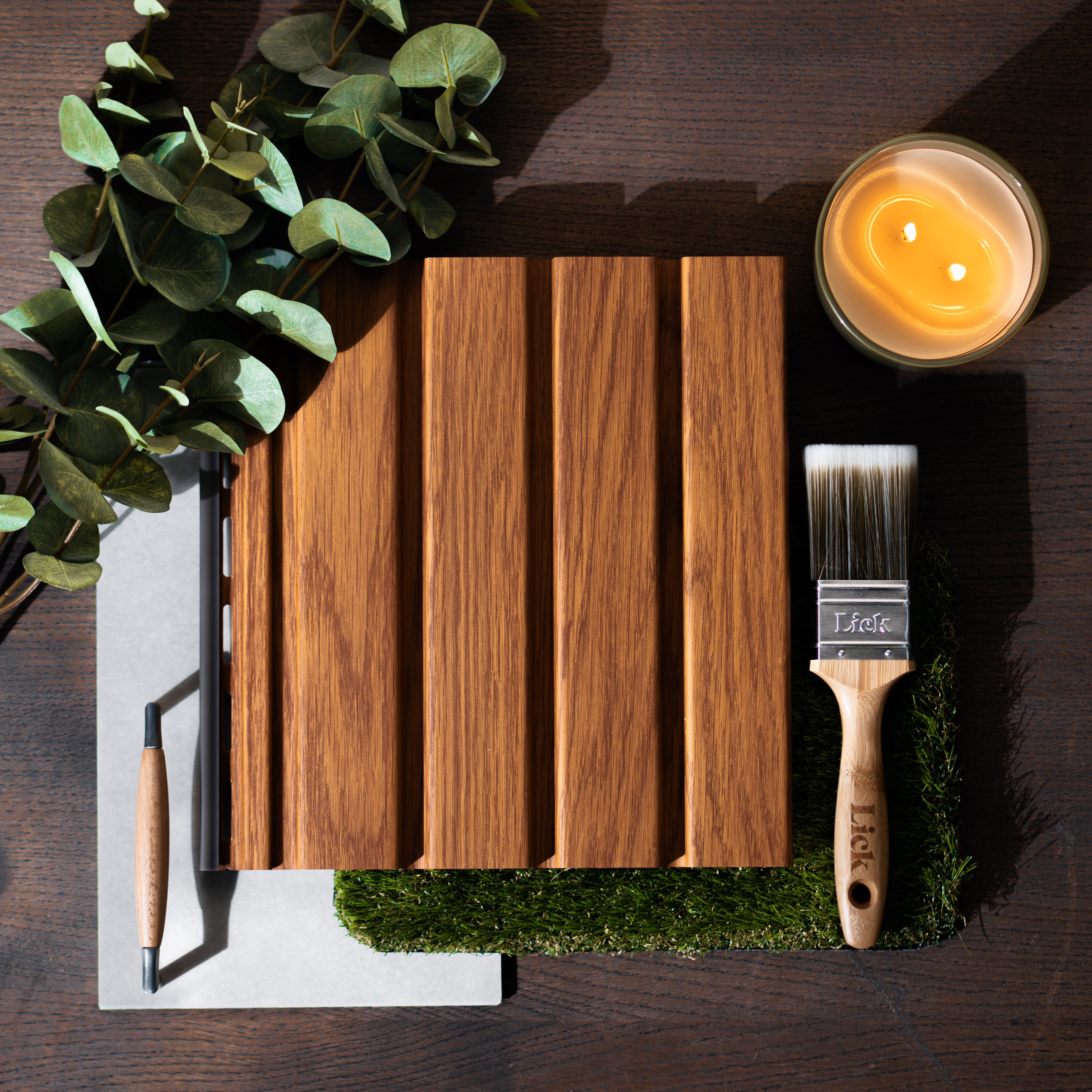 Golden Oak Outdoor Slatwall Sample