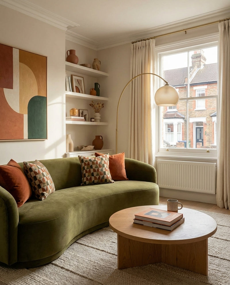 Before — Natural Oak - Black Felt - Living room