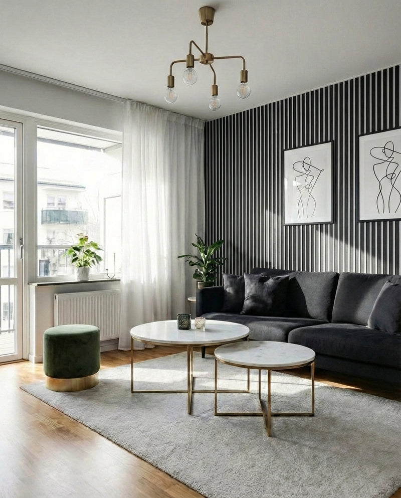 After — Black Oak - Beige Felt - Living room