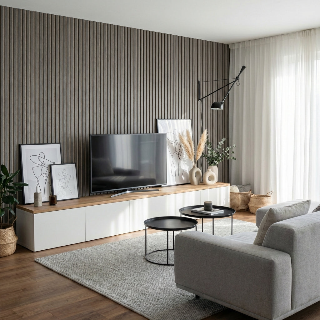 Grey Oak Acoustic Slatwall Sample