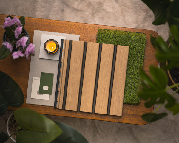 Natural Oak Outdoor Slatwall Sample