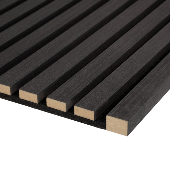 Acoustic Black Oak Slatwall Panels, Black Slat Wall Panels, The Wall Exchange