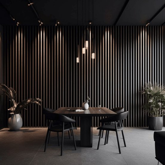 Acoustic Black Oak Slatwall Panels