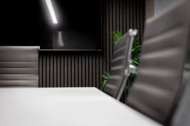 Black Oak SlatWall, Office Wall Panelling, The Wall Exchange