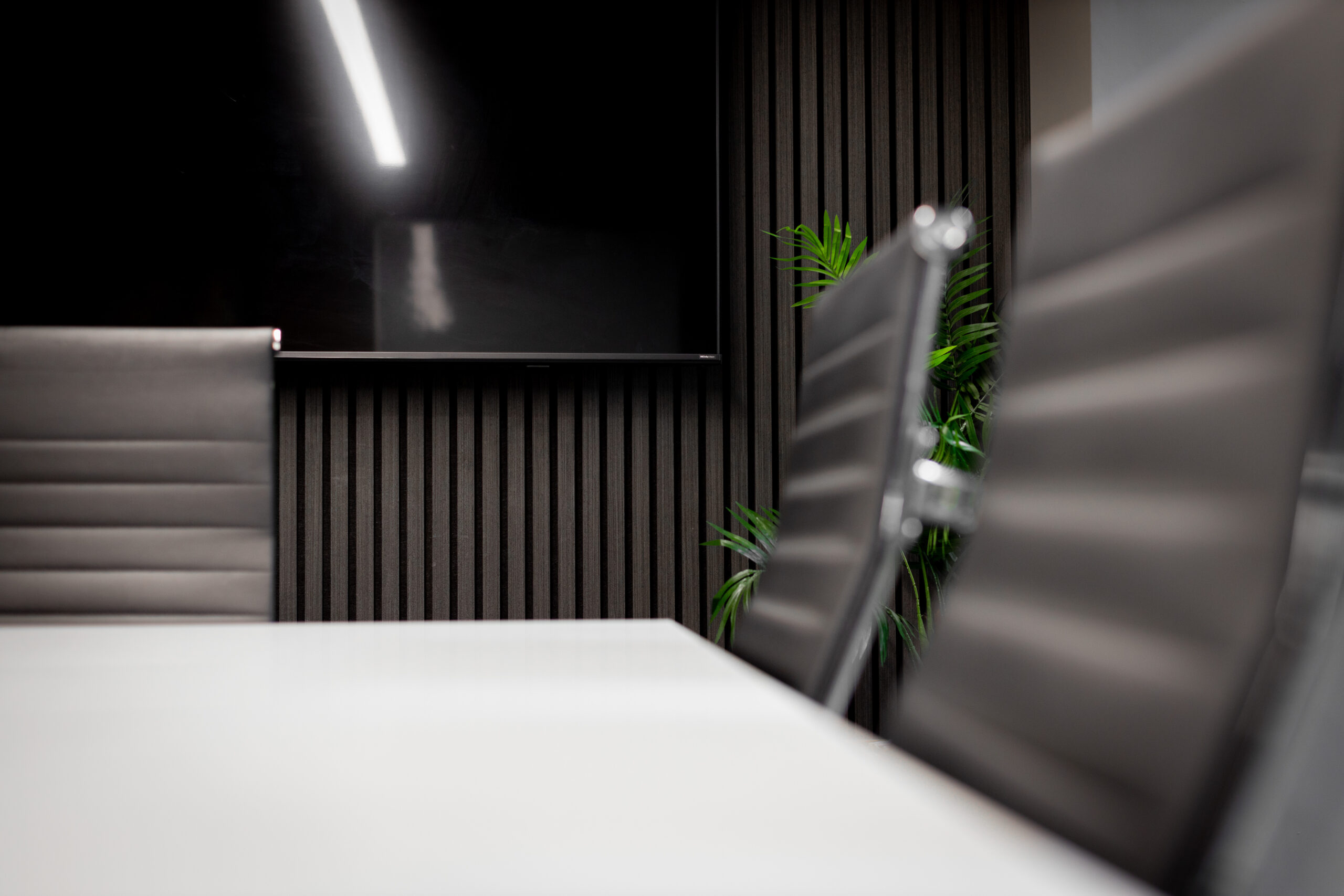 Black Oak SlatWall, Office Wall Panelling, The Wall Exchange